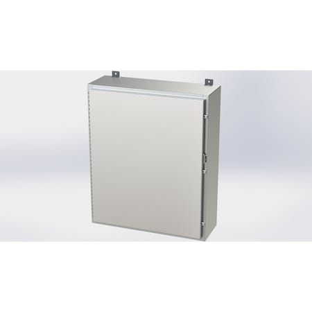 Saginaw Control & Engineering Padlockable Hasp Electrical Enclosures, 36 in H, 10 in D, 30 in W, NEMA 4X, 304 Stainless Steel SCE-36H3010SSLP